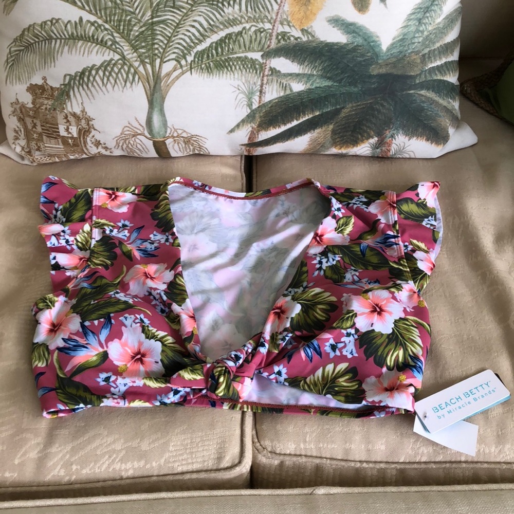 Beach Betty Cropped Tie Front Bikini Swim Top/ Size:M